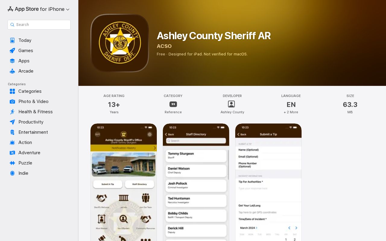 Ashley County Sheriff arrest alerts app interface